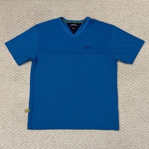TOMMY JEANS V-Neck Mens Size L Blue Moisture Wicking Casual Tee Shirt